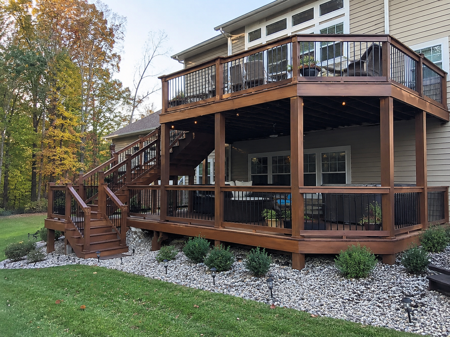 Two-level wood deck